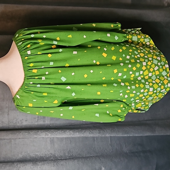 Bob Mackie Green & Yellow Print Wwearable Art Blouse - Size M - Picture 5 of 6